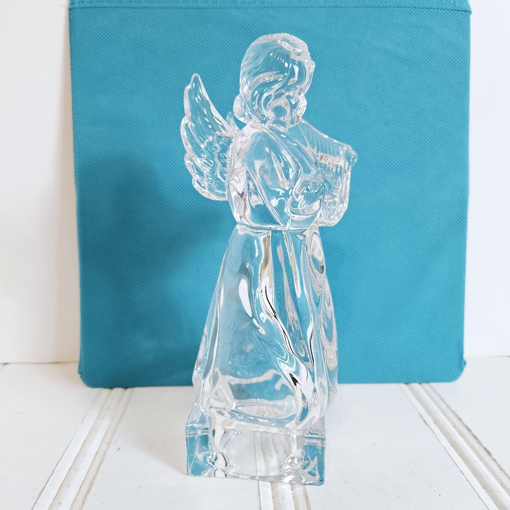 Mikasa Herald Angelic Harp Angel Figurine 8.25" Lead Crystal Germany Christmas